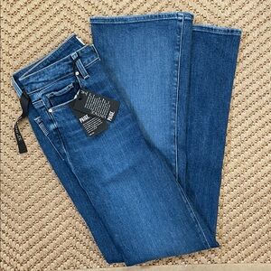PAIGE High Rise Laurel Canyon Denim Jeans Dark Blue Flare Jeans 28